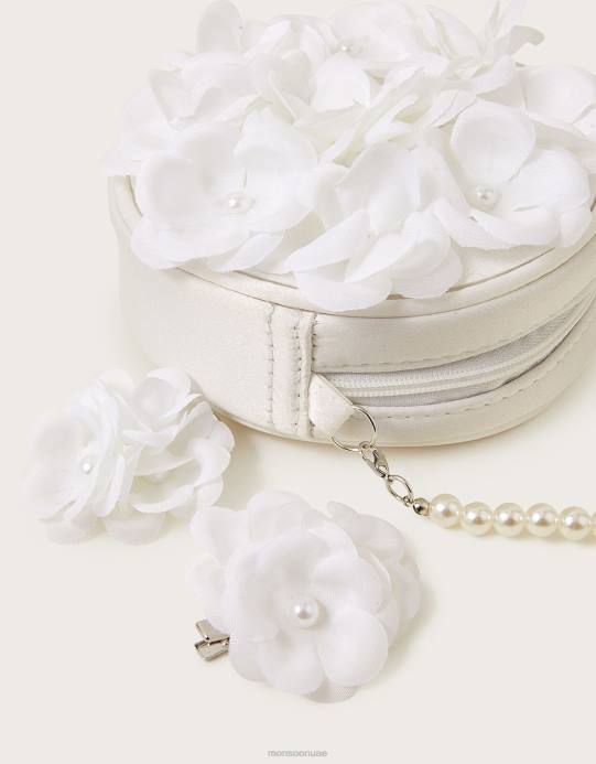 Monsoon بنت مجموعة حقيبة زهرة بوم بوم ومشابك شعر من اللؤلؤ D68H2546 ملحق موضة