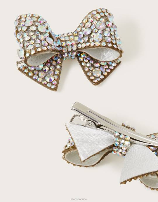 Monsoon بنت مجموعة من مشابك الشعر ذات القوس المتلألئ D68H2549 ملحق حار