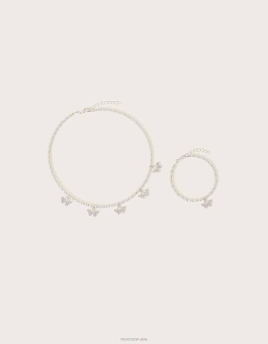 Monsoon بنت مجموعة مجوهرات سوزي ديامانتي على شكل فراشة مكونة من قطعتين D68H2560 ملحق أنيق
