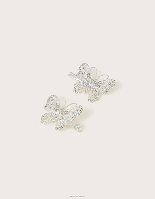 Monsoon بنت مجموعة مشابك شعر على شكل فراشة جوهرة مكونة من قطعتين D68H2575 ملحق موضة