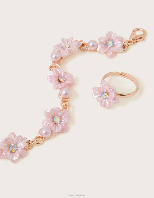 Monsoon بنت مجموعة سوار وخاتم على شكل زهرة وصيفة العروس D68H2579 ملحق حار