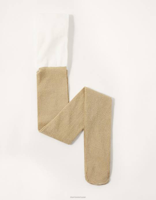 Monsoon بنت الجوارب المعدنية اللامعة D68H2605 ملحق ذهب