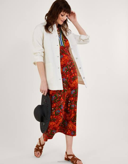 Monsoon نحيف سترة الدنيم الطويلة من ميندي D68H260 ملابس طبيعي (إكرو)