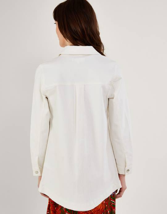 Monsoon نحيف سترة الدنيم الطويلة من ميندي D68H260 ملابس طبيعي (إكرو)