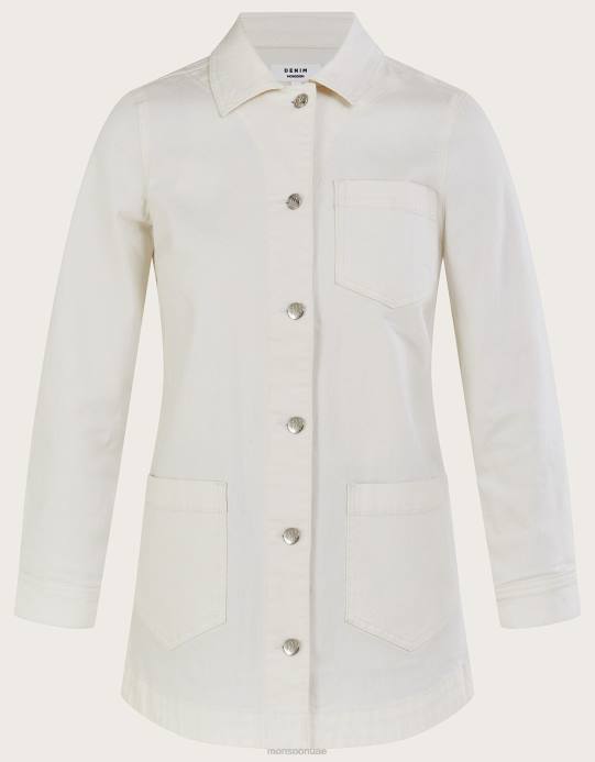 Monsoon نحيف سترة الدنيم الطويلة من ميندي D68H260 ملابس طبيعي (إكرو)