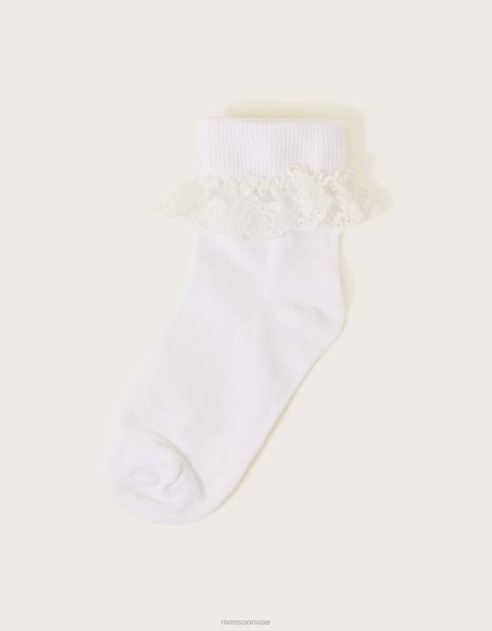 Monsoon بنت الجوارب الدانتيل زهرة D68H2614 ملحق أبيض