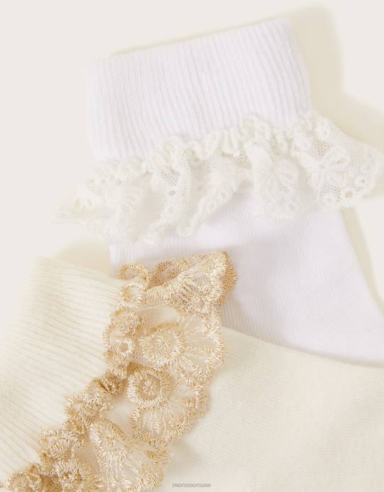 Monsoon بنت مجموعة جوارب مزينة بالدانتيل D68H2619 ملحق متعدد