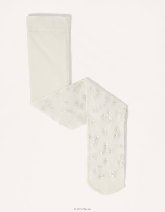 Monsoon بنت الجوارب طباعة زهرة الطفل بيرلاتو D68H2624 ملحق عاج