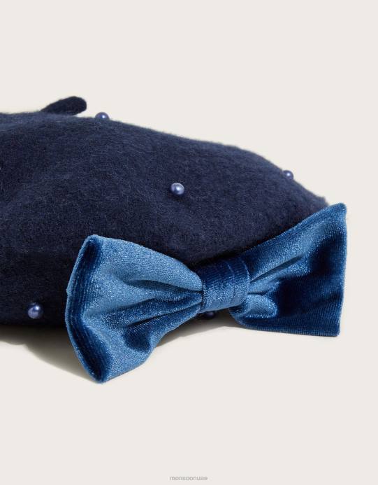 Monsoon أطفال إميلي بيرل بيريه D68H2626 ملحق الأزرق الداكن)