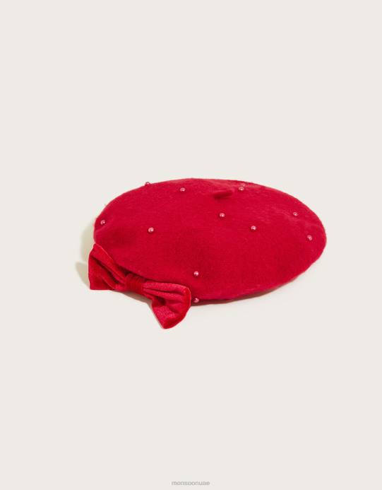 Monsoon أطفال إميلي بيرل بيريه D68H2628 ملحق أحمر