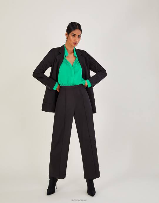 Monsoon نحيف بنطال لورين واسع الأرجل D68H263 ملابس أسود