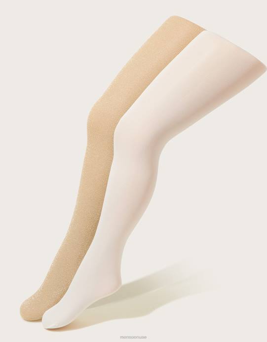 Monsoon بنت مجموعة الجوارب المعدنية اللامعة للأطفال D68H2634 ملحق ذهب