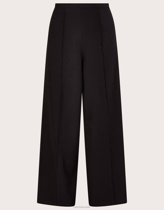 Monsoon نحيف بنطال لورين واسع الأرجل D68H263 ملابس أسود