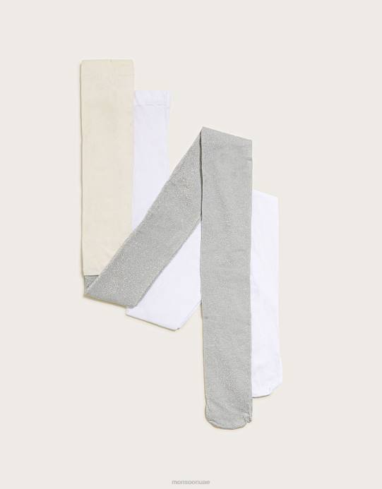 Monsoon بنت طقم لباس ضيق معدني لامع مكون من قطعتين D68H2643 ملحق فضة