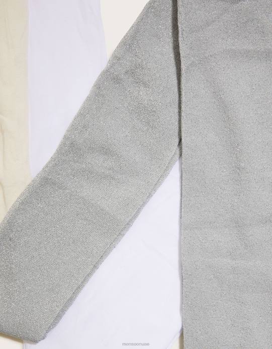 Monsoon بنت طقم لباس ضيق معدني لامع مكون من قطعتين D68H2643 ملحق فضة