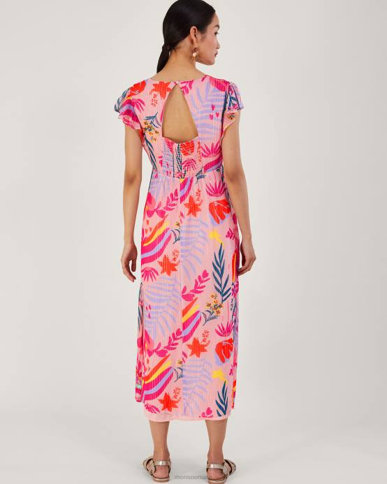 Monsoon نحيف فستان سيينا ميتاليك مزين بالبوليستر المعاد تدويره D68H264 ملابس لون القرنفل