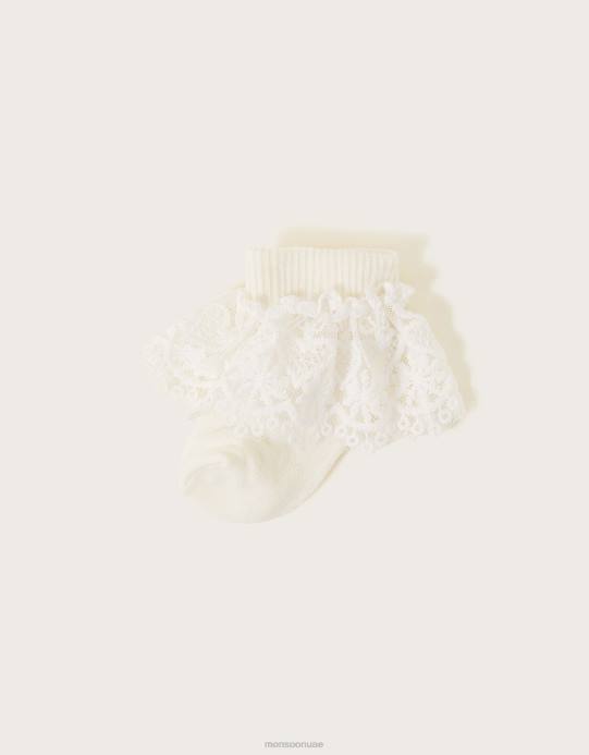 Monsoon بنت جوارب دانتيل على شكل قلب للأطفال D68H2665 ملحق عاج