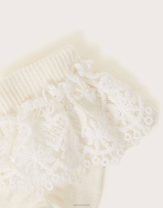 Monsoon بنت جوارب دانتيل على شكل قلب للأطفال D68H2665 ملحق عاج