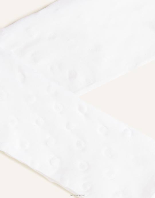 Monsoon بنت الجوارب النايلون الطفل بريق القلب D68H2670 ملحق أبيض