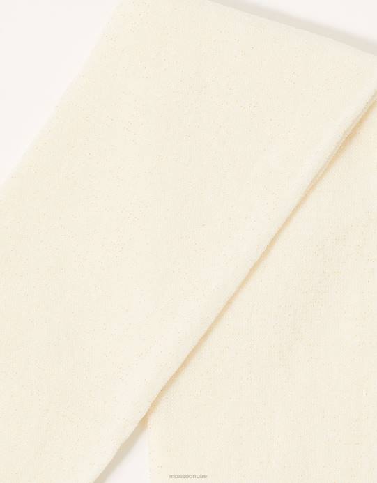 Monsoon بنت جوارب طويلة محبوكة فائقة التألق D68H2678 ملحق أبيض