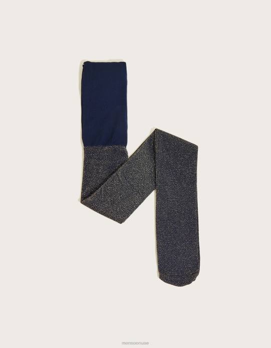 Monsoon بنت الجوارب النايلون سباركلي D68H2682 ملحق الأزرق الداكن)