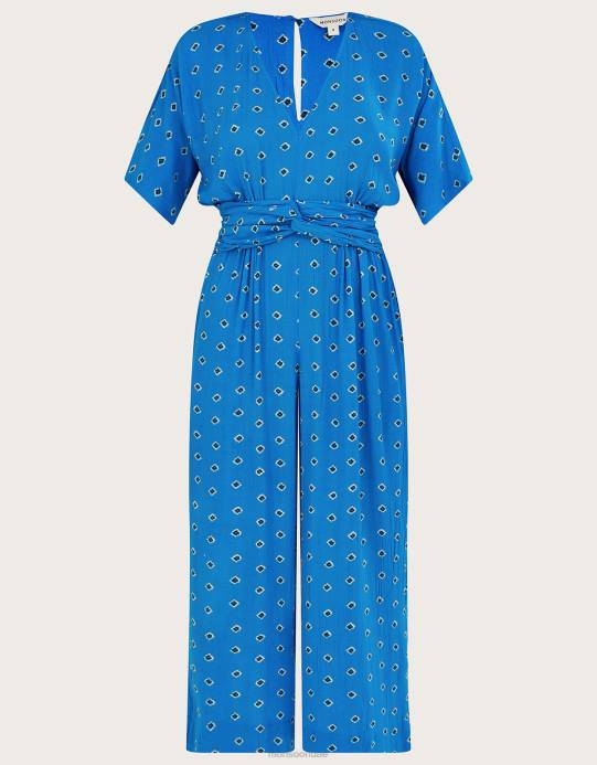 Monsoon نحيف بذلة مطبوعة بالماس في لينزينج إيكوفيرو D68H268 ملابس أزرق