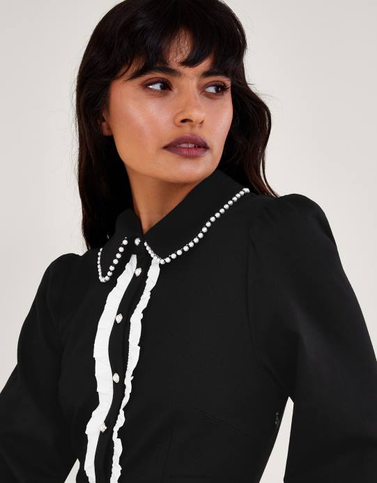 Monsoon نحيف فستان بالوما بونتي D68H26 ملابس أسود