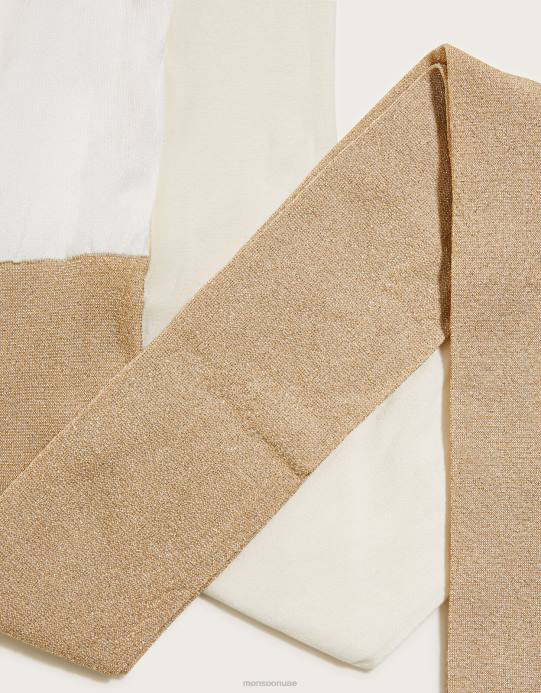 Monsoon بنت طقم لباس ضيق معدني لامع مكون من قطعتين D68H2703 ملحق ذهب