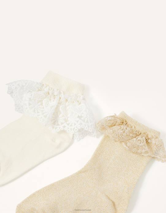 Monsoon بنت مجموعة جوارب مزدوجة من الدانتيل D68H2712 ملحق ذهب