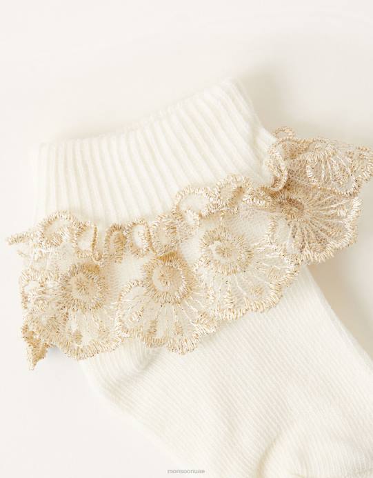 Monsoon بنت جوارب دانتيل لامعة للأطفال D68H2718 ملحق عاج