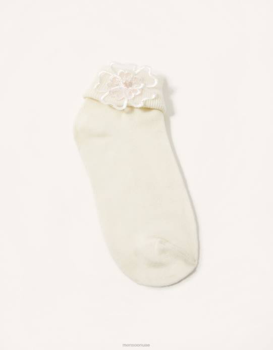 Monsoon بنت جوارب زهور ثلاثية الأبعاد D68H2721 ملحق عاج