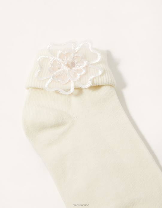 Monsoon بنت جوارب زهور ثلاثية الأبعاد D68H2721 ملحق عاج