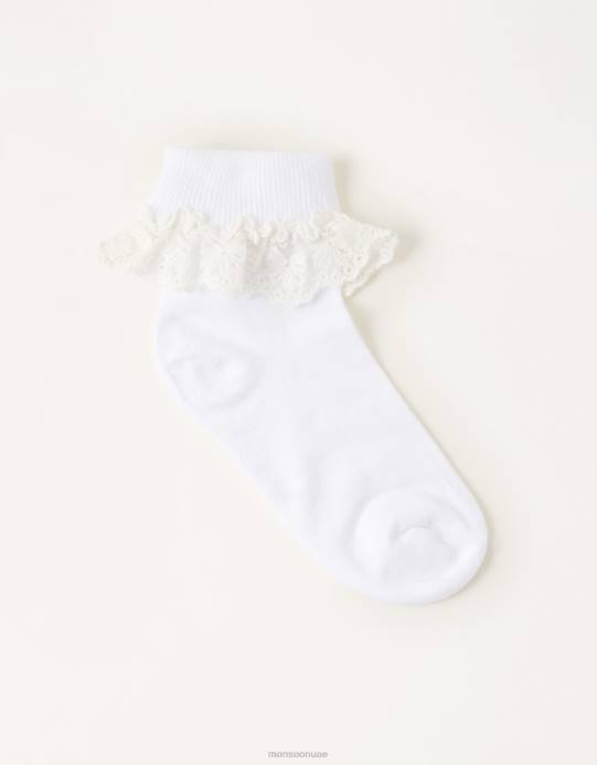 Monsoon بنت الجوارب الدانتيل زهرة D68H2725 ملحق أبيض