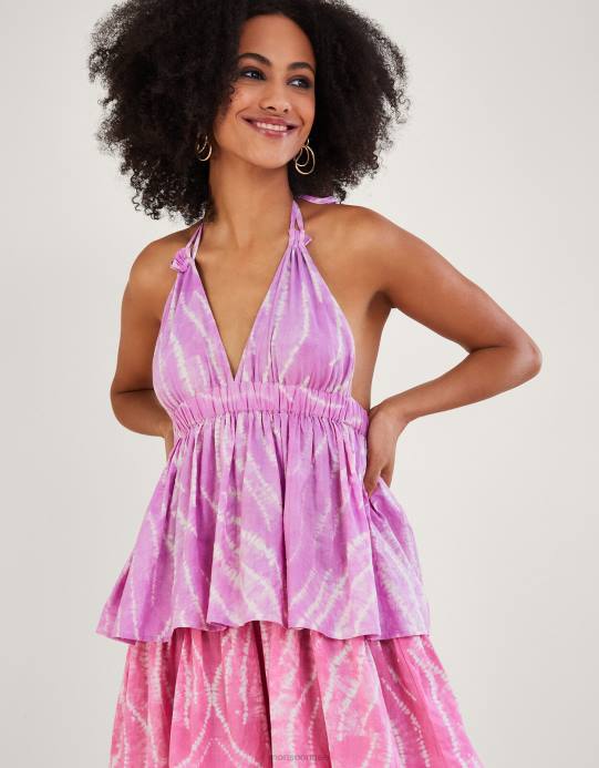 Monsoon نحيف فستان بطبقات وطبعة شيبوري D68H272 ملابس الأرجواني (أرجواني)