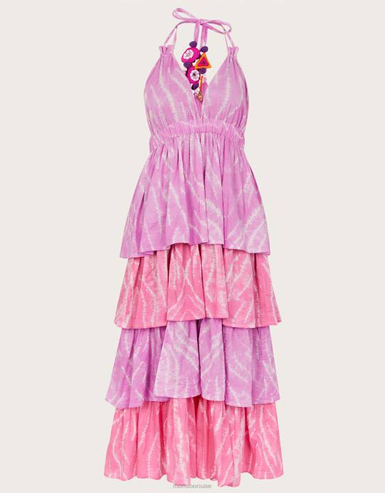 Monsoon نحيف فستان بطبقات وطبعة شيبوري D68H272 ملابس الأرجواني (أرجواني)