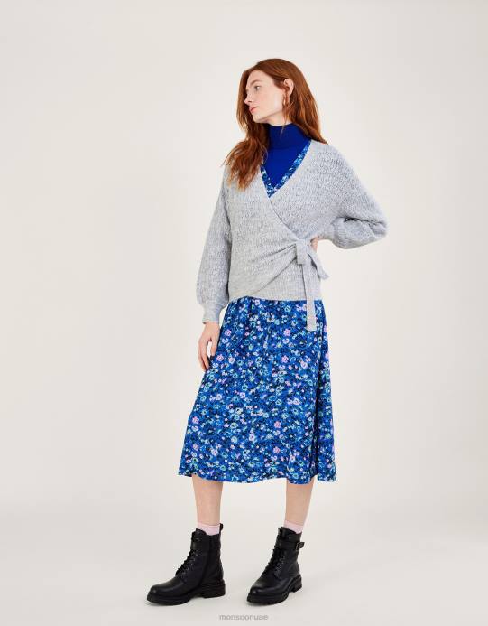 Monsoon نحيف سترة ملفوفة باليه بوينتيل D68H273 ملابس رمادي (رمادي مارل)