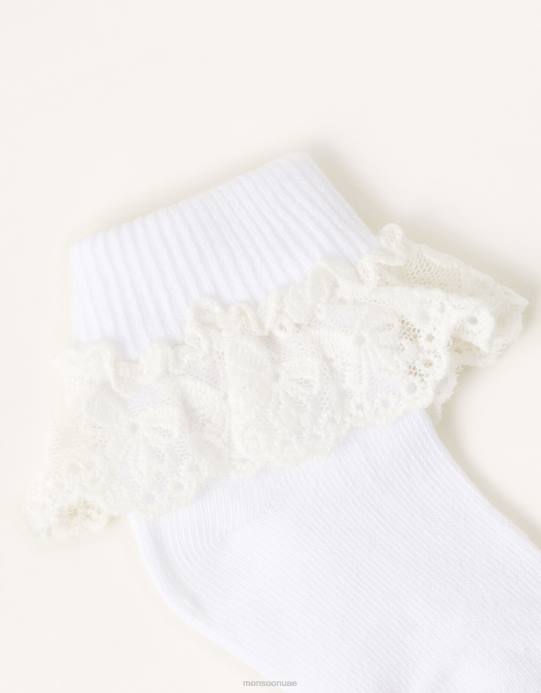 Monsoon بنت جوارب دانتيل على شكل زهرة للأطفال D68H2730 ملحق أبيض