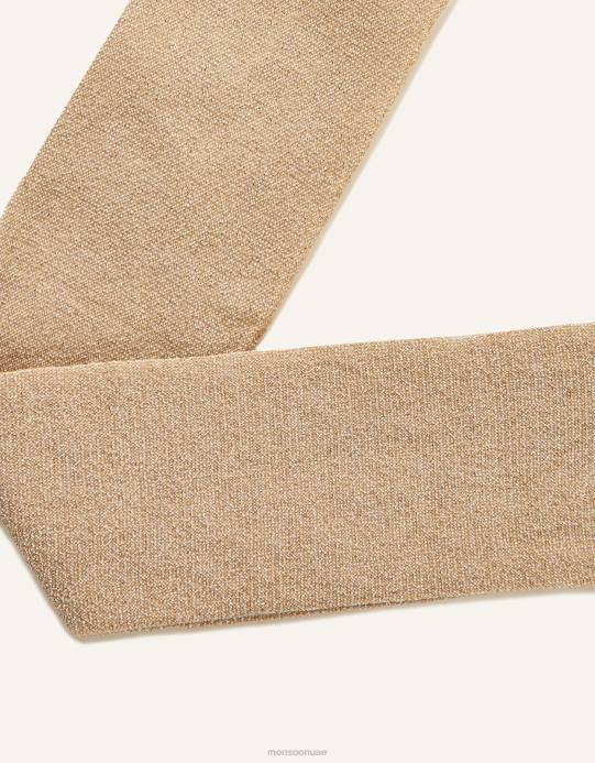 Monsoon بنت طقم جوارب طويلة من النايلون اللامع للأطفال مكون من قطعتين D68H2733 ملحق ذهب