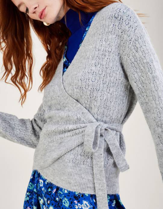 Monsoon نحيف سترة ملفوفة باليه بوينتيل D68H273 ملابس رمادي (رمادي مارل)