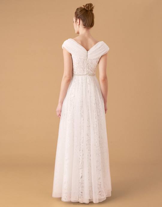 Monsoon نحيف فستان زفاف باردو من الدانتيل والتول D68H2742 ملابس عاج