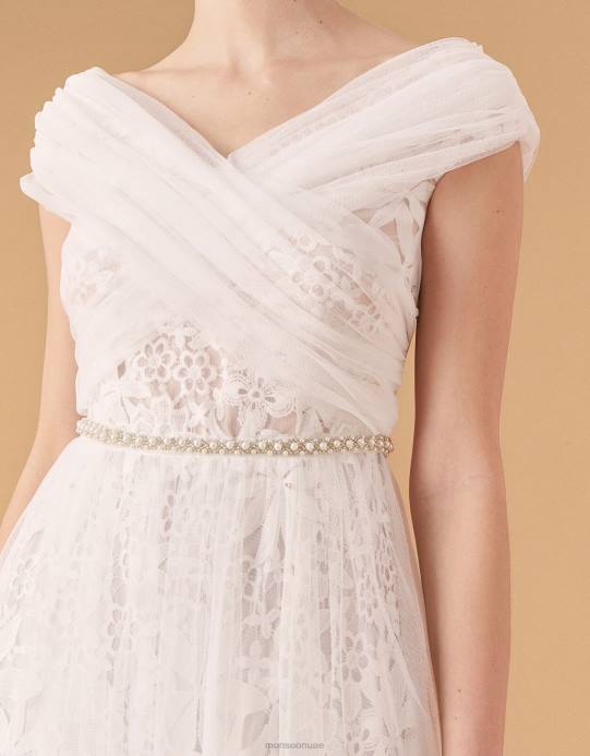 Monsoon نحيف فستان زفاف باردو من الدانتيل والتول D68H2742 ملابس عاج