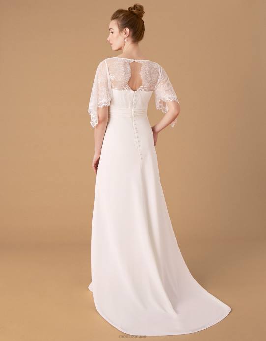 Monsoon نحيف فستان زفاف ليندا بأكمام ملائكية من الدانتيل D68H2743 ملابس عاج