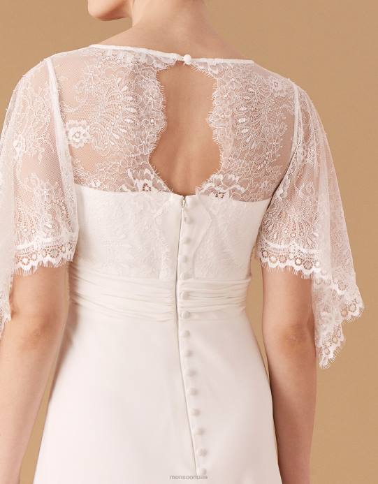 Monsoon نحيف فستان زفاف ليندا بأكمام ملائكية من الدانتيل D68H2743 ملابس عاج