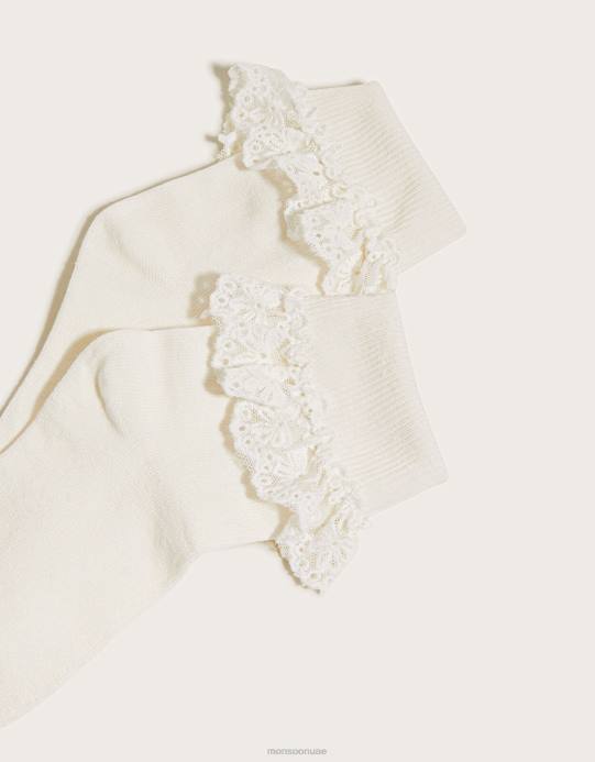 Monsoon بنت جوارب دانتيل على شكل قوس أوليفيا D68H2750 ملحق عاج