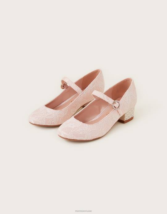 Monsoon أطفال كعب زهرة الدانتيل D68H2758 أحذية لون القرنفل