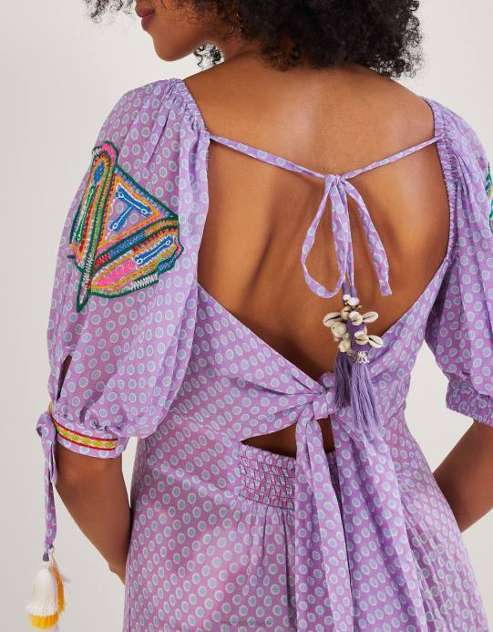 Monsoon نحيف فستان ماكسي بطبعة شيفرون D68H275 ملابس الأرجواني (أرجواني)