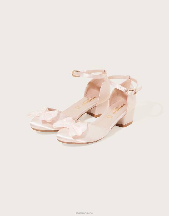 Monsoon أطفال كالي الساتان القوس كعب من جزأين D68H2769 أحذية لون القرنفل