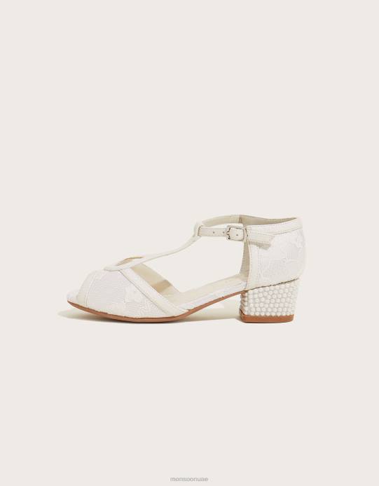 Monsoon أطفال كعوب رقص من الدانتيل واللؤلؤ D68H2771 أحذية عاج