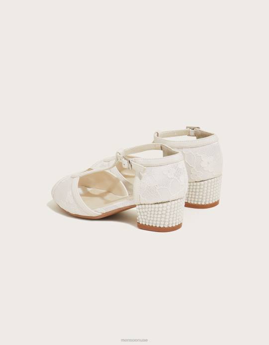 Monsoon أطفال كعوب رقص من الدانتيل واللؤلؤ D68H2771 أحذية عاج