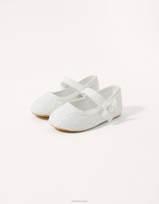 Monsoon أطفال أحذية ووكر بفيونكة من الدانتيل باللون العاجي D68H2774 أحذية عاج